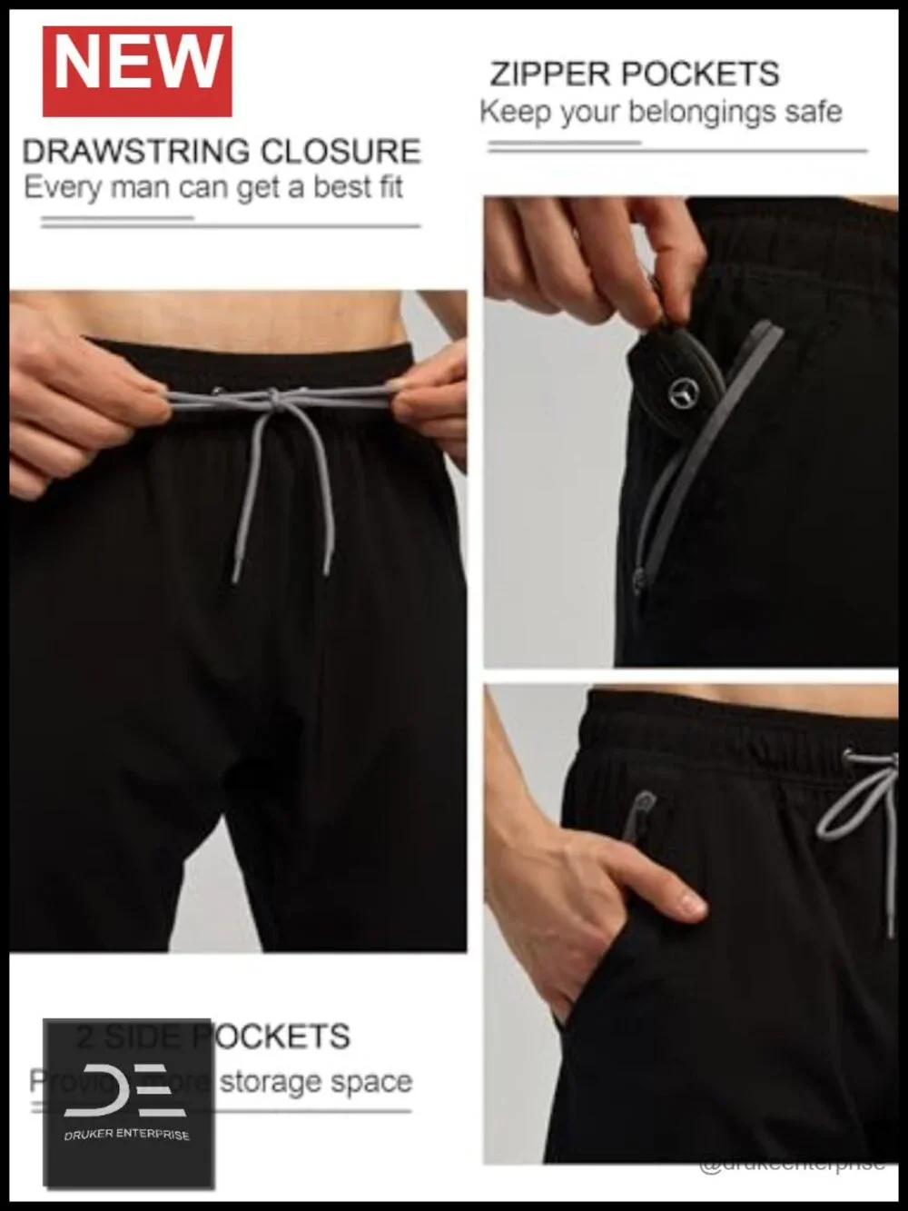Men's Swim Trunks Quick Dry Board Shorts with Zipper Pockets and Compression